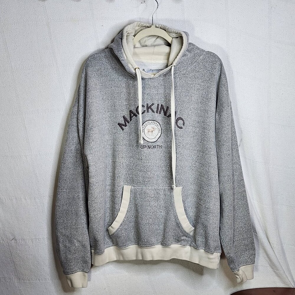 Rag Wear USA Cream Brown Heather Mackinac Up North Cotton Poly Hoodie Size 2XL